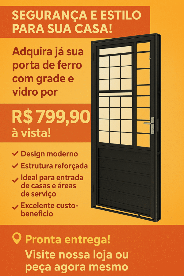 Porta Ramassol com friso e postigo preta 83x2,15cm p/ pgto à vista