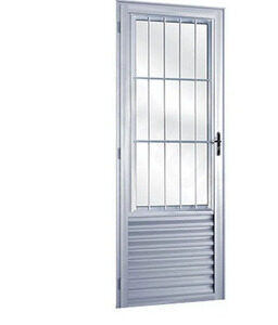 Porta Aluminio com friso e postigo brilhante p/ pgto à vista